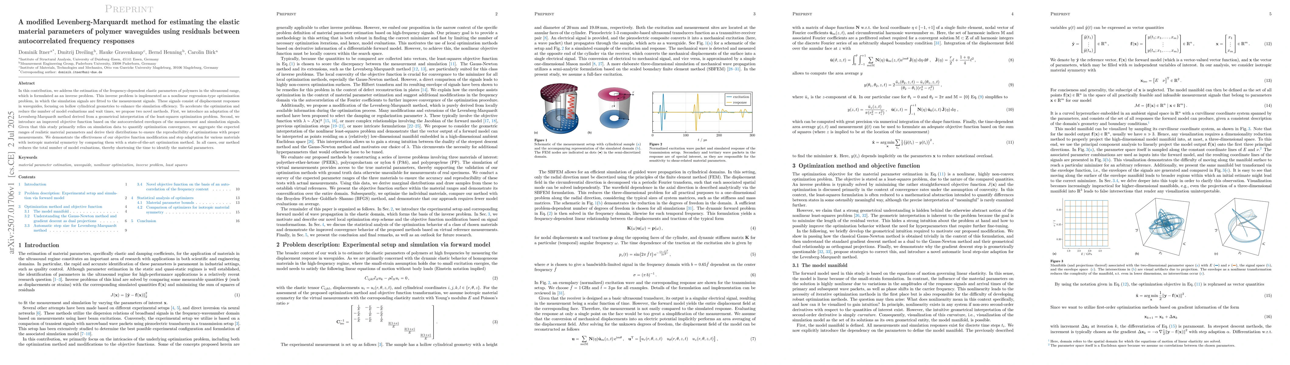 Thumbnail for A modified Levenberg-Marquardt method for estimating the elastic
  material parameters of polymer waveguides using residuals between
  autocorrelated frequency responses