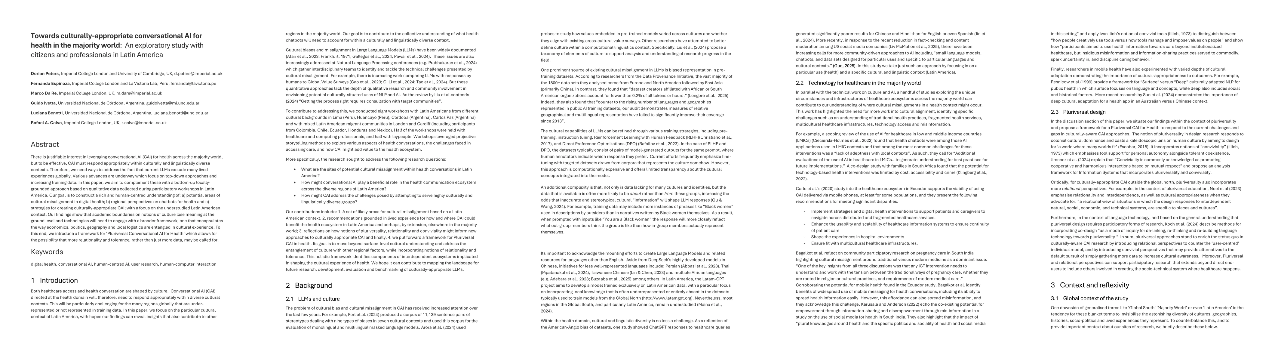 Thumbnail for Towards culturally-appropriate conversational AI for health in the
  majority world: An exploratory study with citizens and professionals in Latin
  America