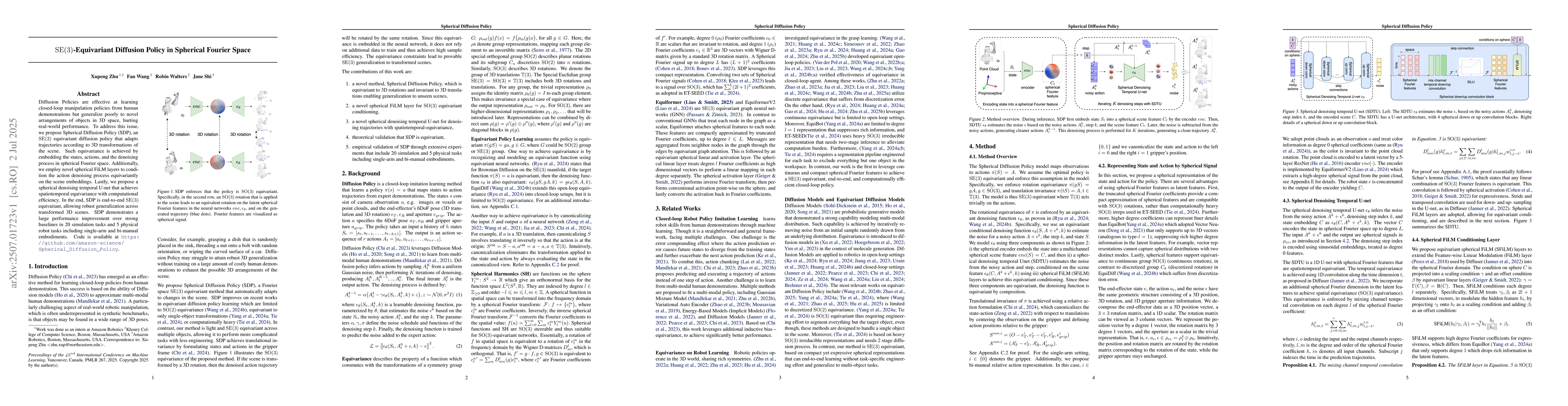 Thumbnail for SE(3)-Equivariant Diffusion Policy in Spherical Fourier Space