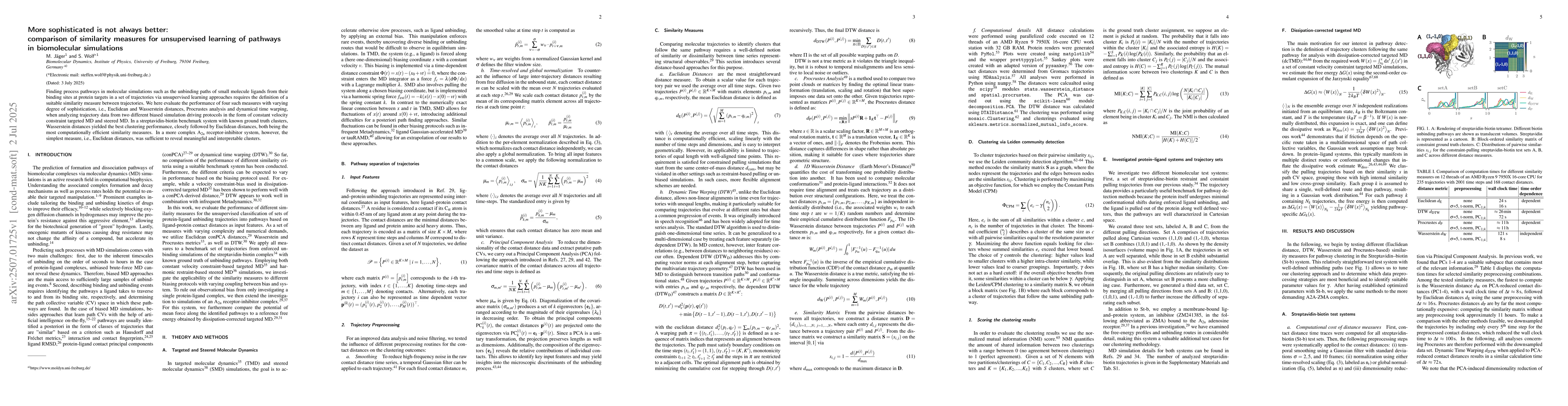 Thumbnail for More sophisticated is not always better: comparison of similarity
  measures for unsupervised learning of pathways in biomolecular simulations