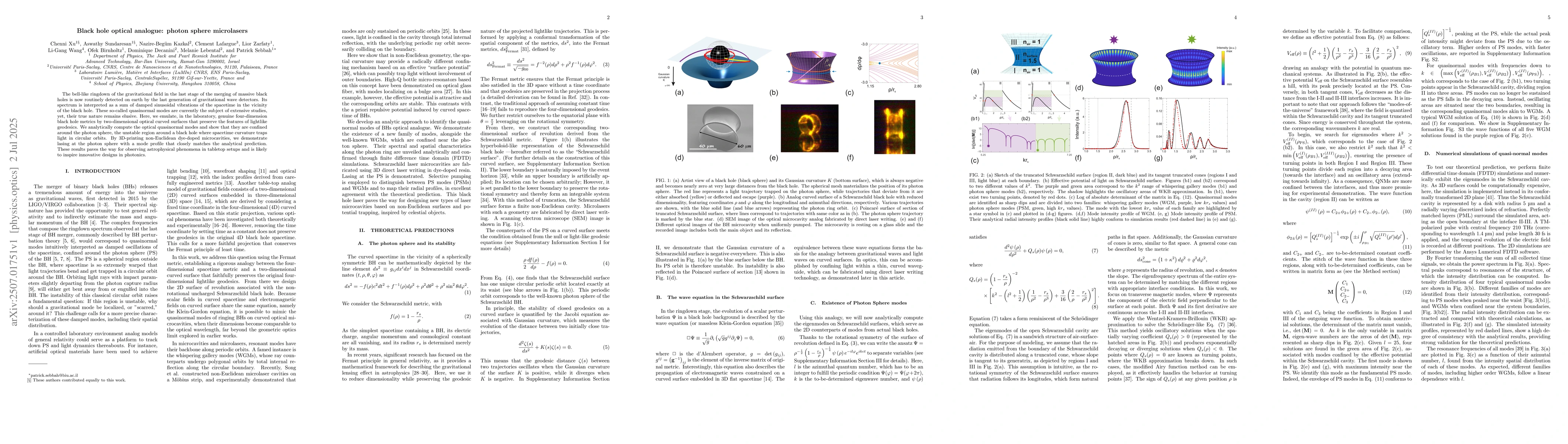 Thumbnail for Black hole optical analogue: photon sphere microlasers