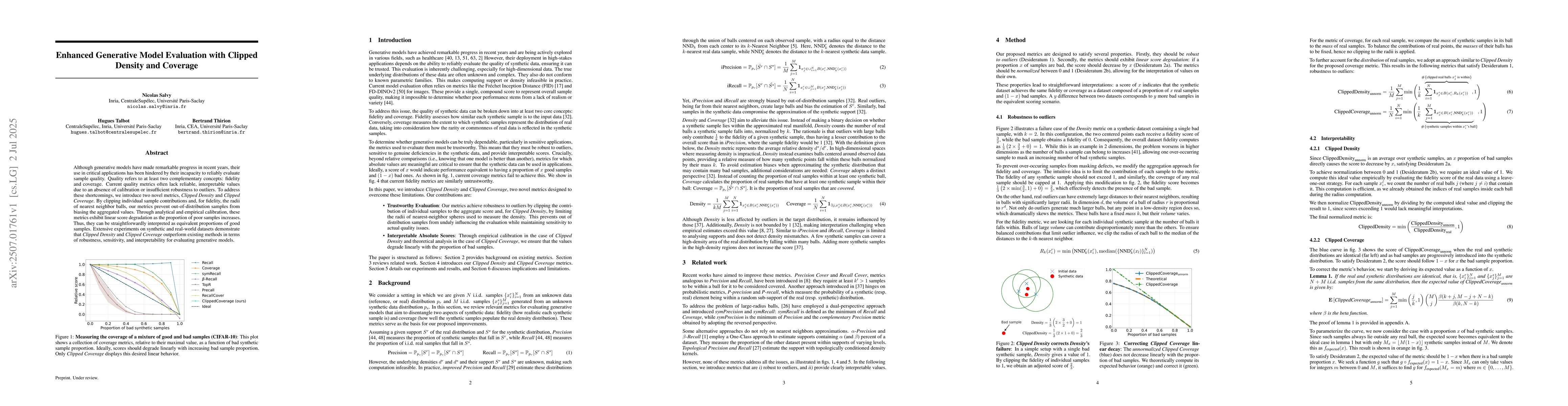 Thumbnail for Enhanced Generative Model Evaluation with Clipped Density and Coverage