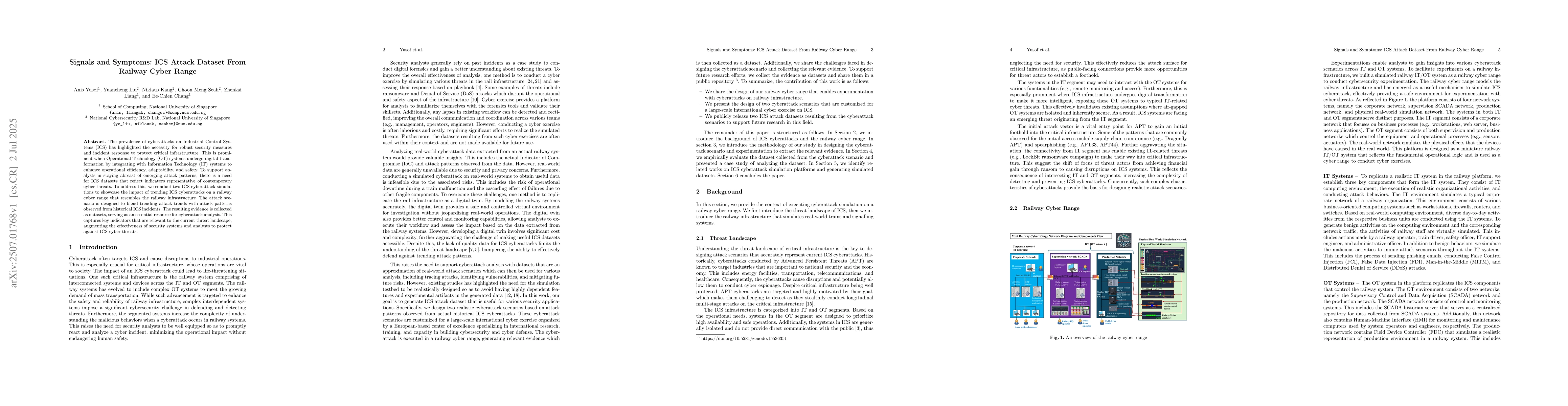 Thumbnail for Signals and Symptoms: ICS Attack Dataset From Railway Cyber Range