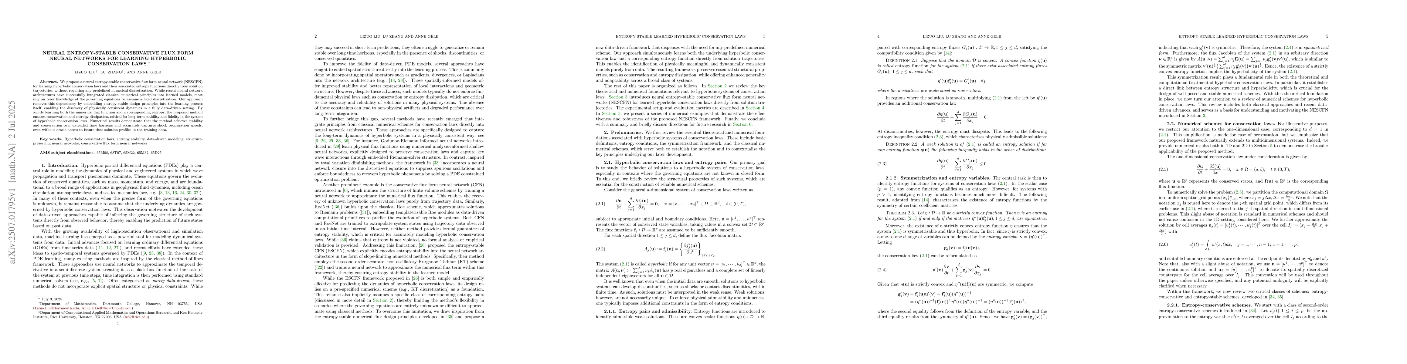 Thumbnail for Neural Entropy-stable conservative flux form neural networks for
  learning hyperbolic conservation laws