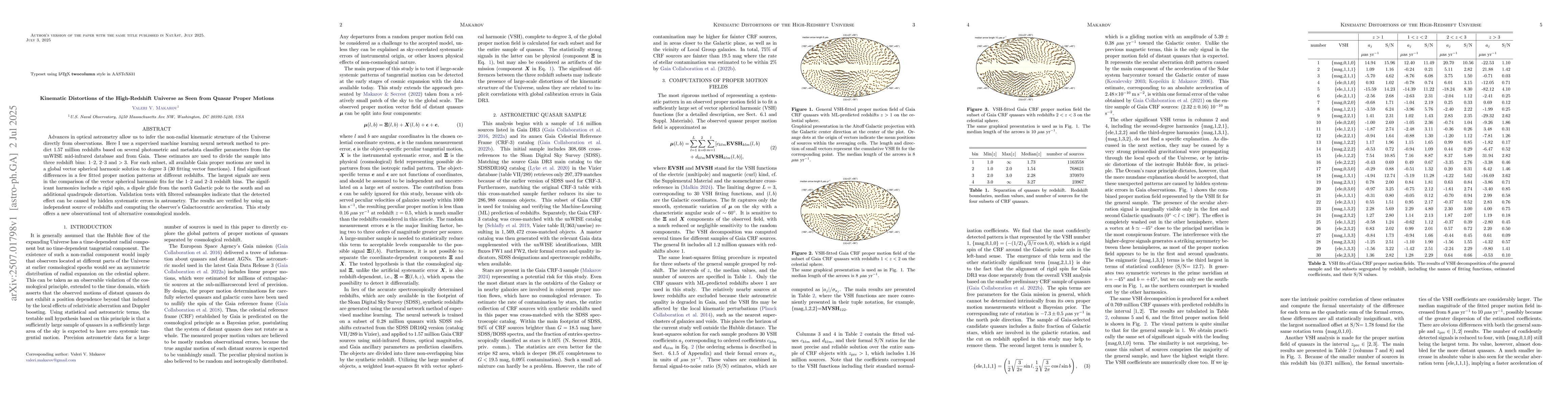 Thumbnail for Kinematic Distortions of the High-Redshift Universe as Seen from Quasar
  Proper Motions