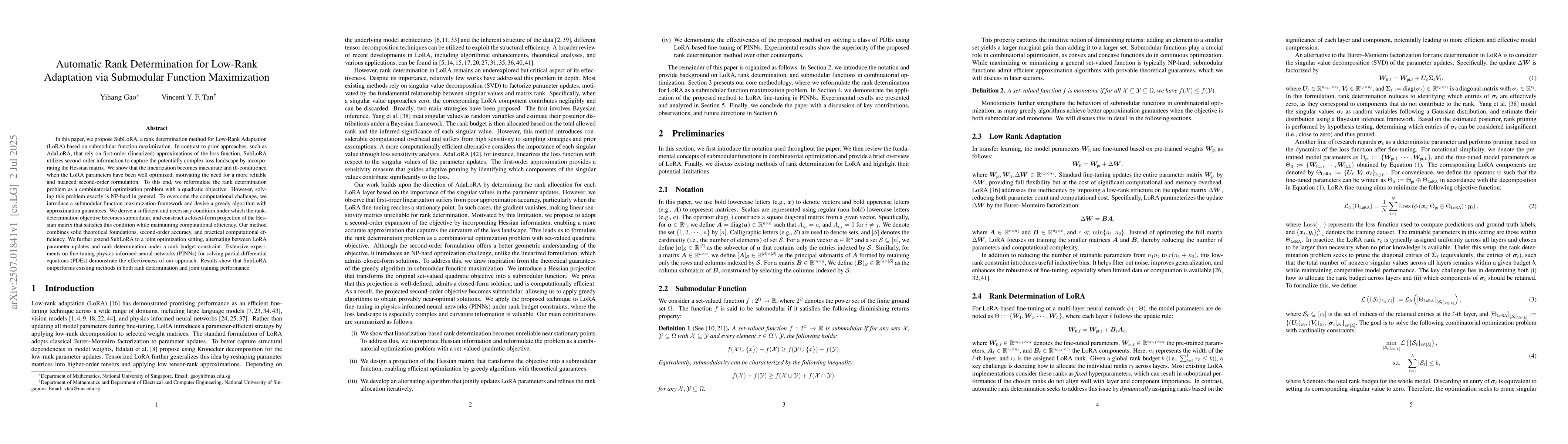 Thumbnail for Automatic Rank Determination for Low-Rank Adaptation via Submodular
  Function Maximization