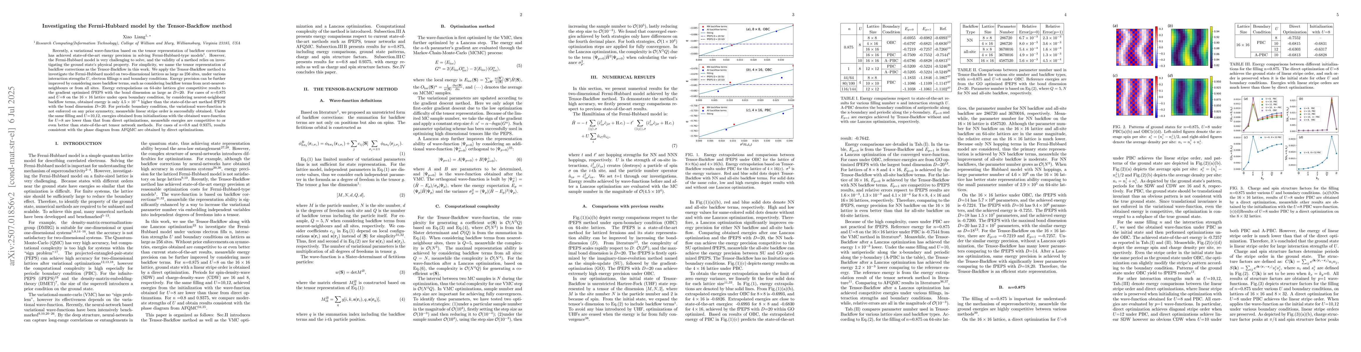 Thumbnail for Investigating the Fermi-Hubbard model by the Tensor-Backflow method