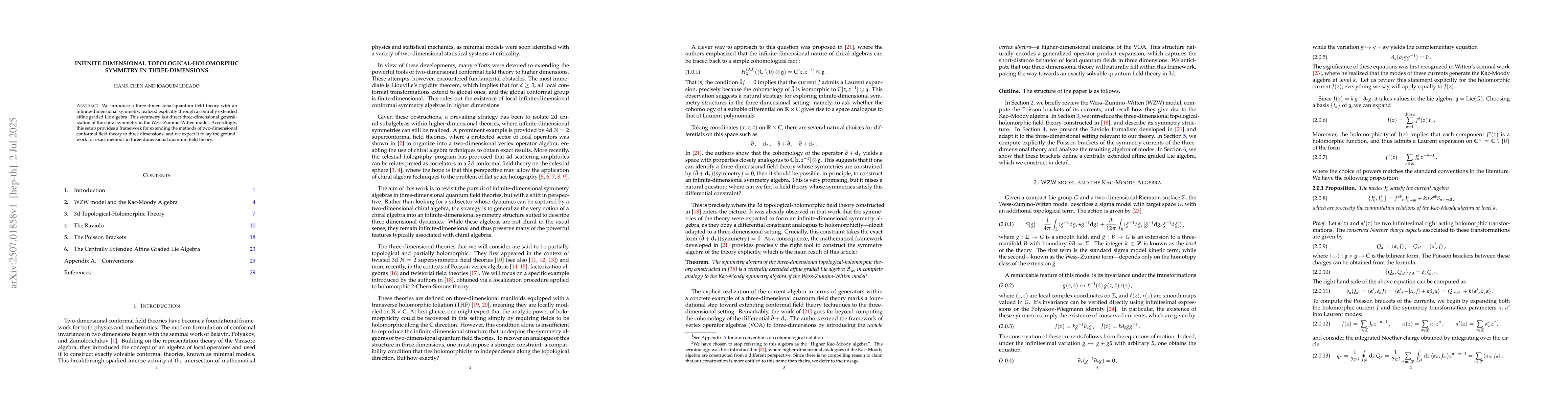 Thumbnail for Infinite Dimensional Topological-Holomorphic Symmetry in
  Three-Dimensions