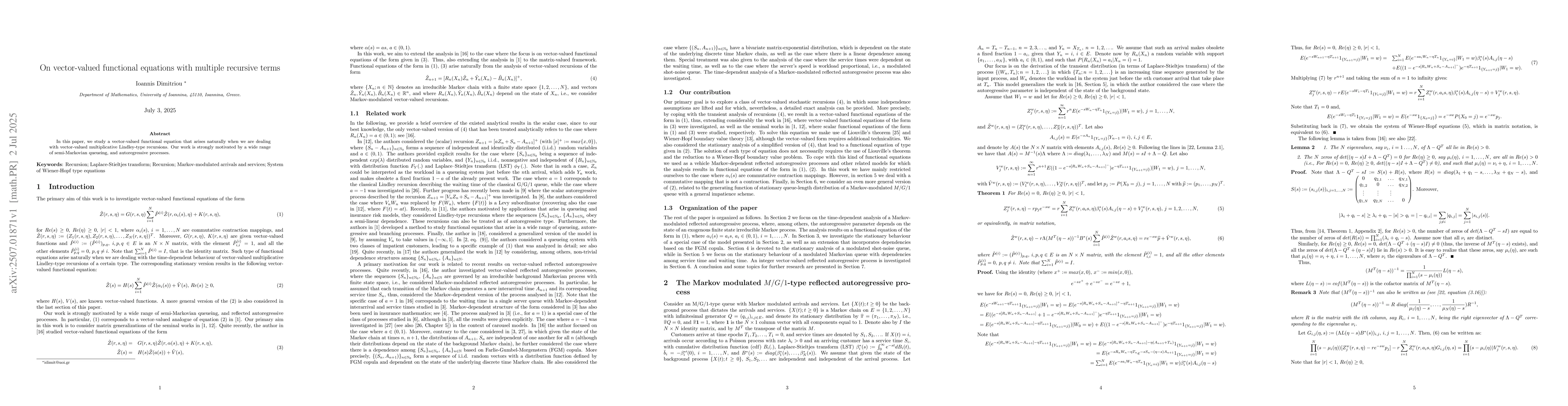 Thumbnail for On vector-valued functional equations with multiple recursive terms