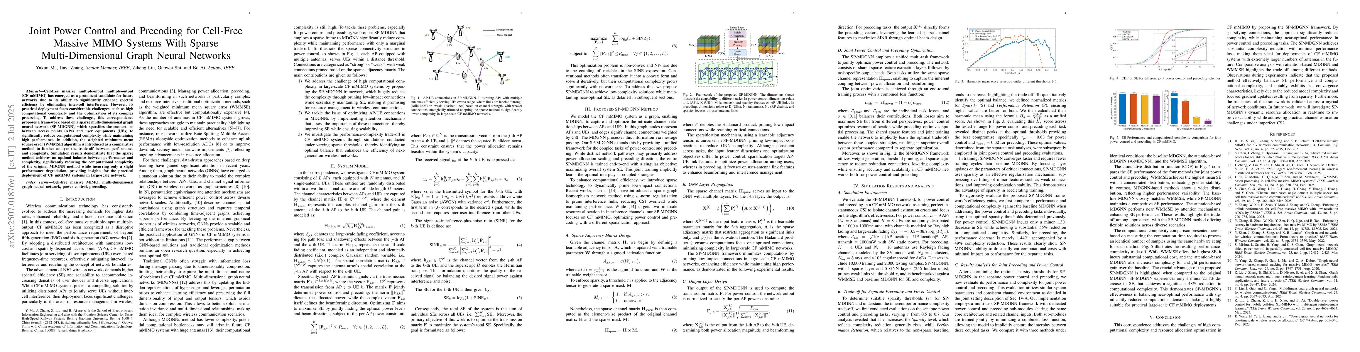 Thumbnail for Joint Power Control and Precoding for Cell-Free Massive MIMO Systems
  With Sparse Multi-Dimensional Graph Neural Networks