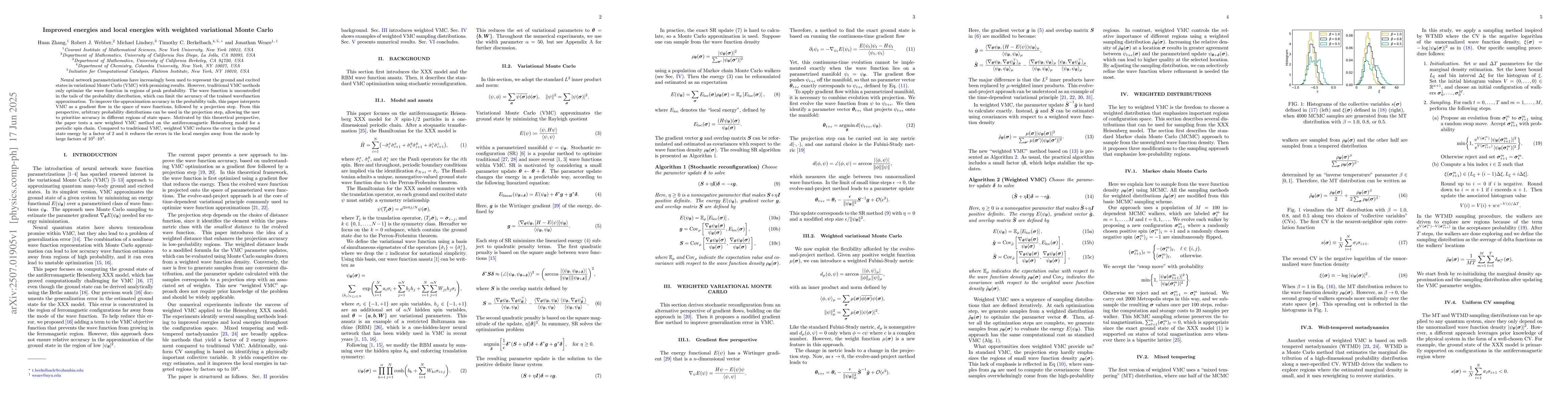 Thumbnail for Improved energies and wave function accuracy with Weighted Variational
  Monte Carlo
