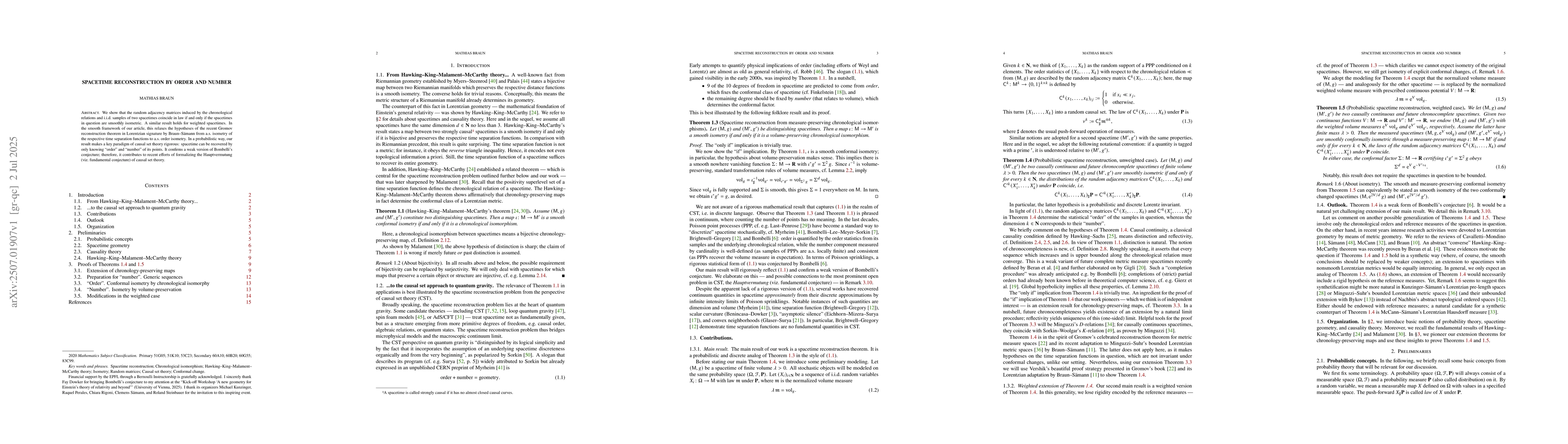 Thumbnail for Spacetime reconstruction by order and number