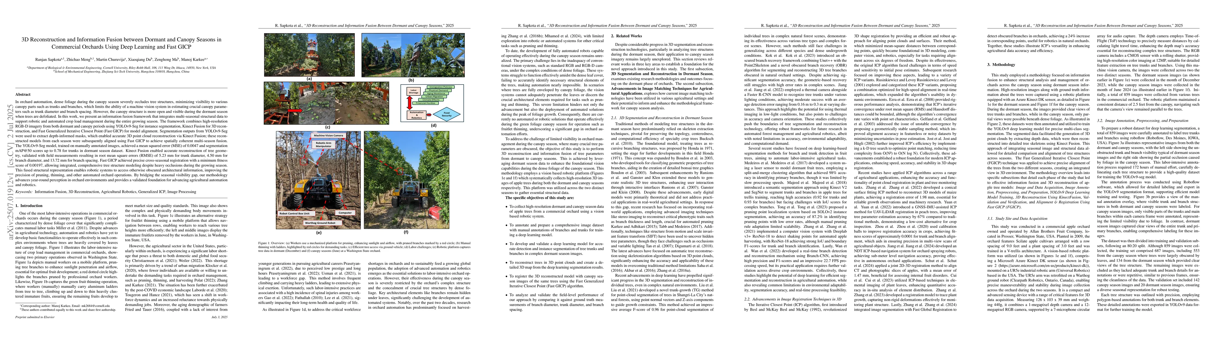 Thumbnail for 3D Reconstruction and Information Fusion between Dormant and Canopy
  Seasons in Commercial Orchards Using Deep Learning and Fast GICP
