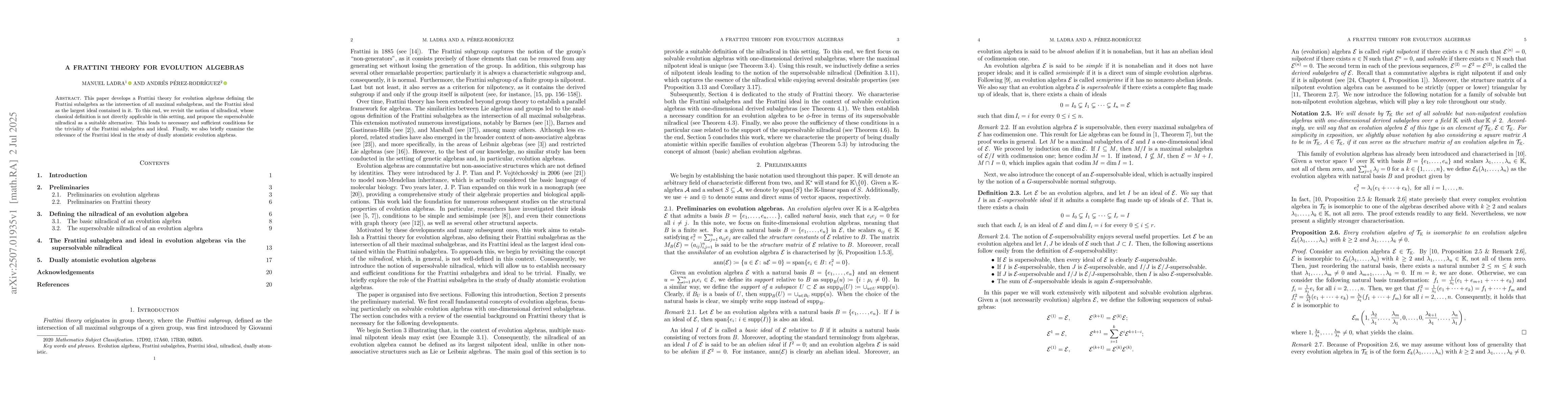 Thumbnail for A Frattini theory for evolution algebras