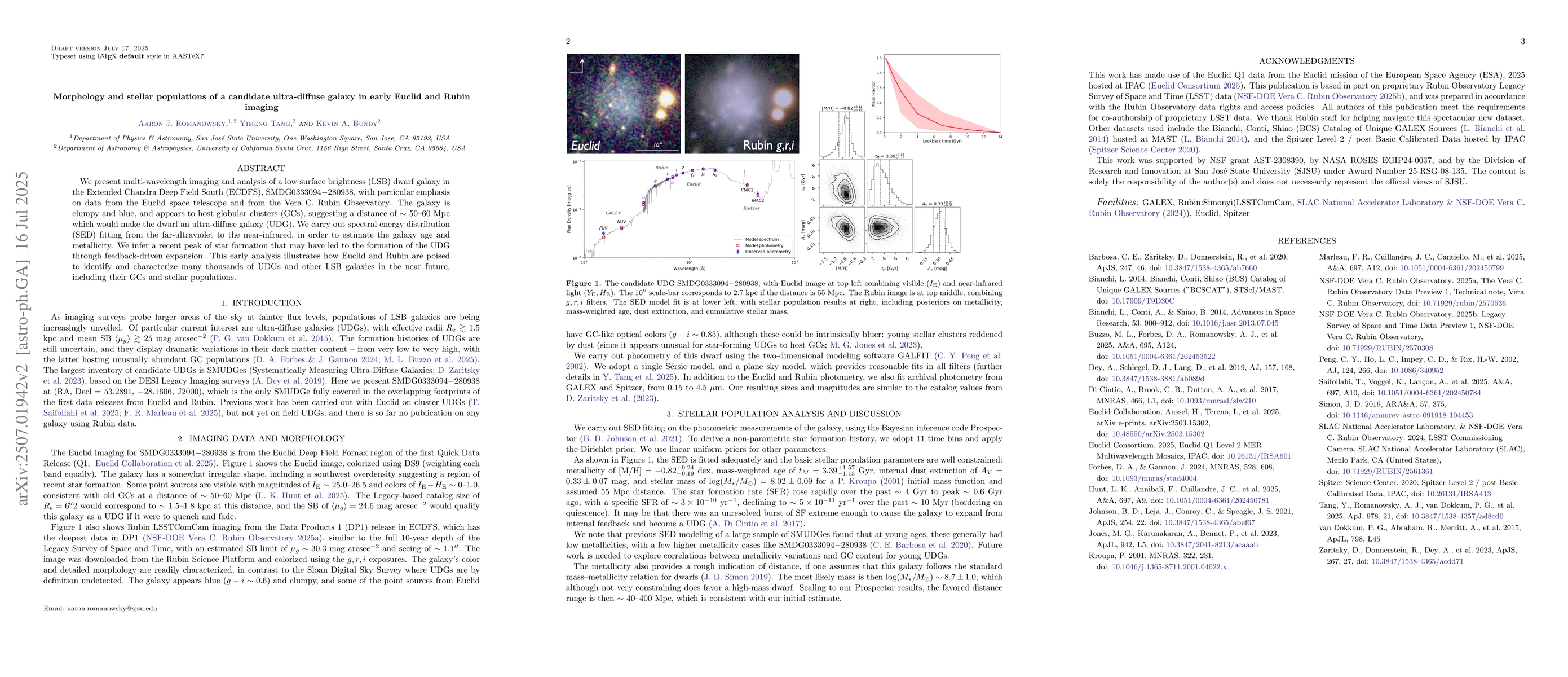 Thumbnail for Morphology and stellar populations of a candidate ultra-diffuse galaxy
  in early Euclid and Rubin imaging