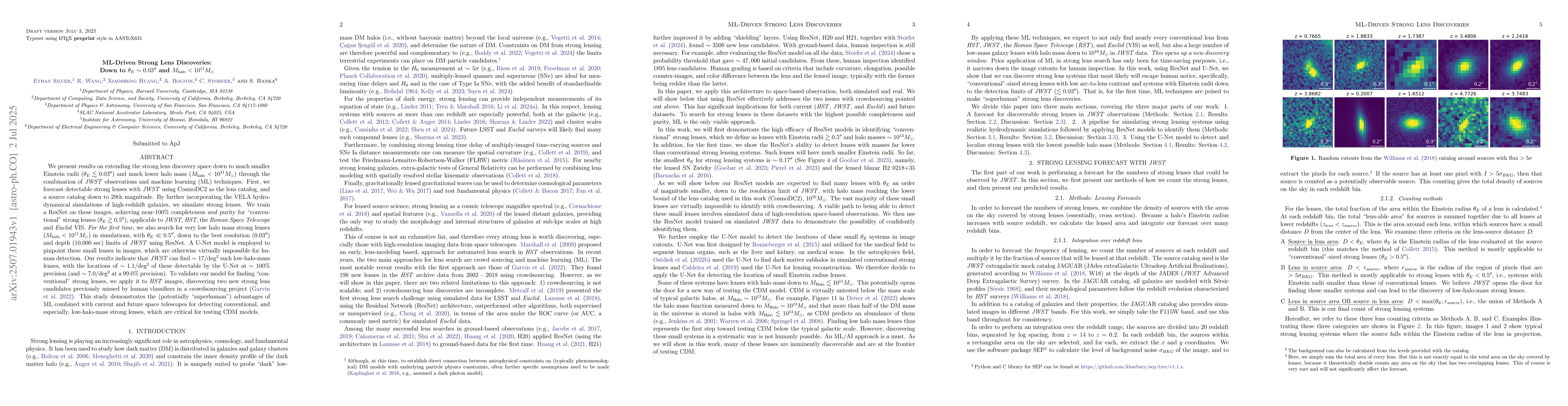 Thumbnail for ML-Driven Strong Lens Discoveries: Down to $θ_E \sim 0.03''$ and
  $M_\mathrm{halo}< 10^{11} M_\odot$