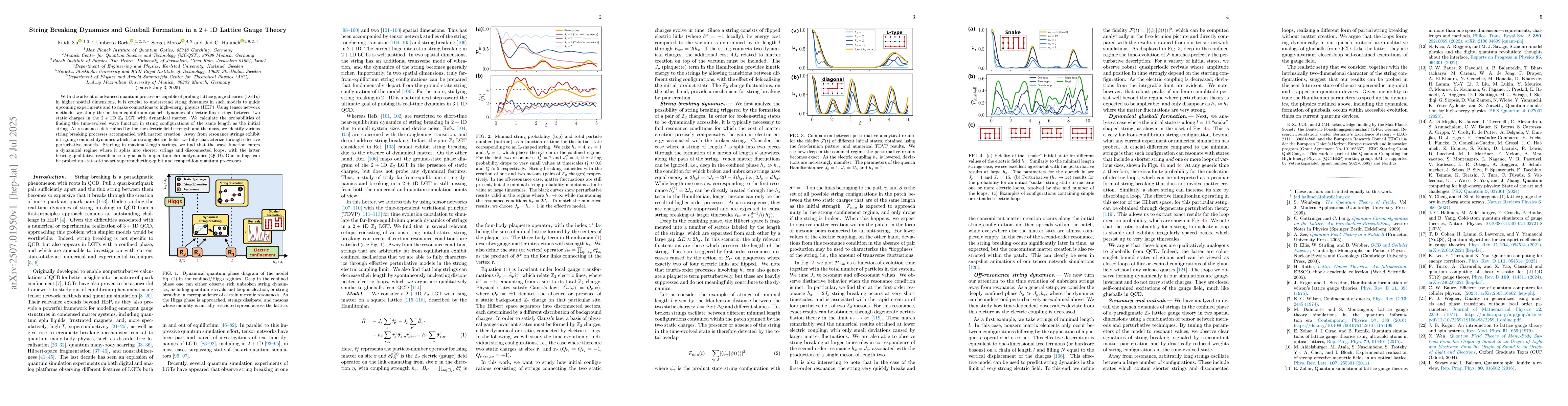 Thumbnail for String Breaking Dynamics and Glueball Formation in a $2+1$D Lattice
  Gauge Theory