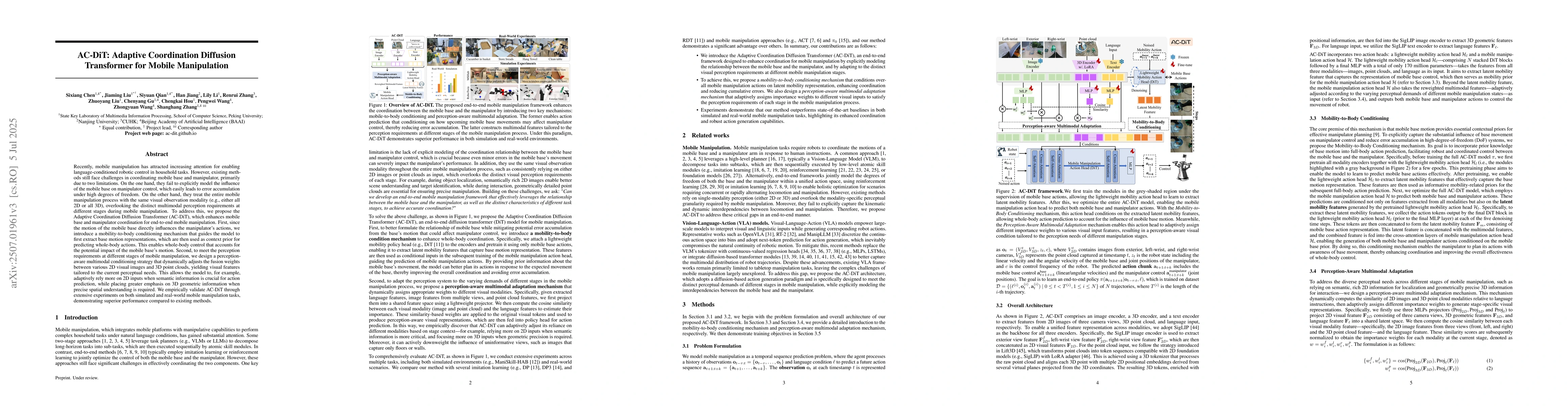 Thumbnail for AC-DiT: Adaptive Coordination Diffusion Transformer for Mobile
  Manipulation
