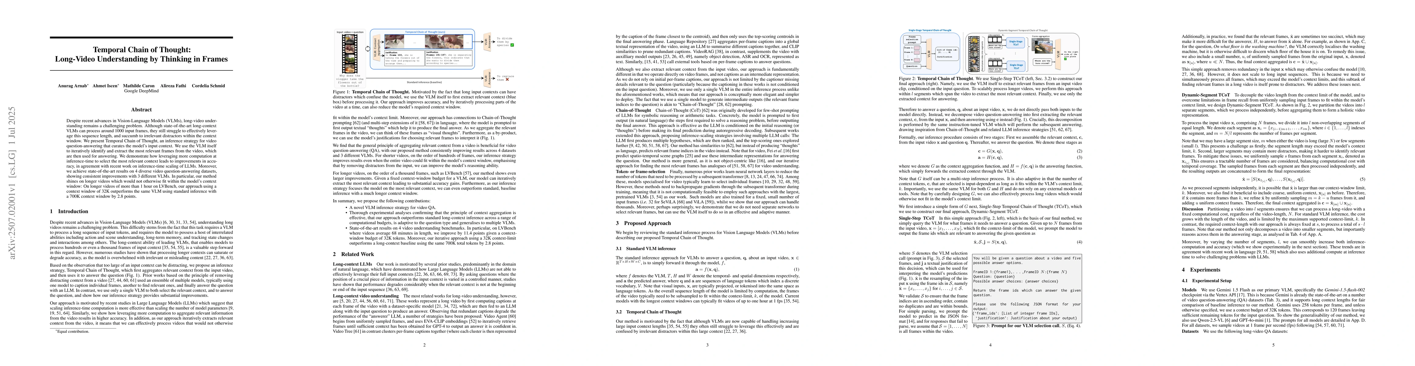 Thumbnail for Temporal Chain of Thought: Long-Video Understanding by Thinking in
  Frames