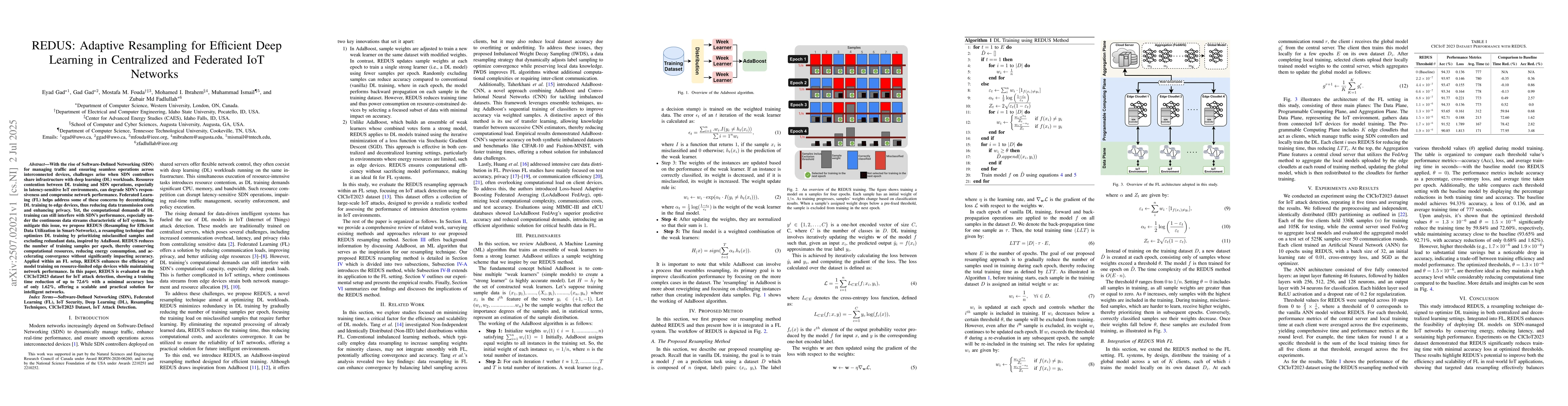 Thumbnail for REDUS: Adaptive Resampling for Efficient Deep Learning in Centralized
  and Federated IoT Networks