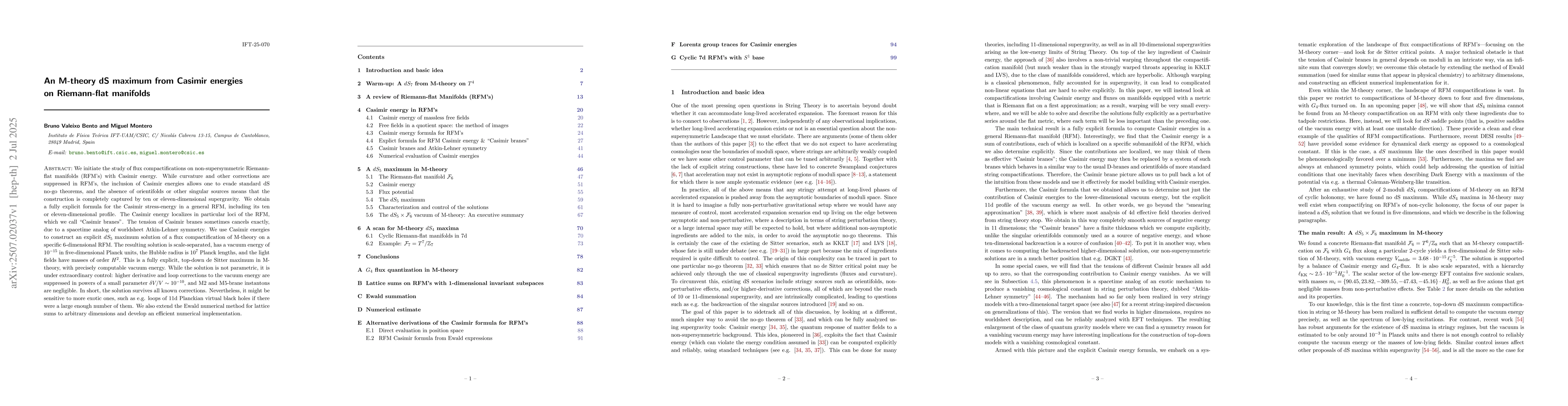 Thumbnail for An M-theory dS maximum from Casimir energies on Riemann-flat manifolds