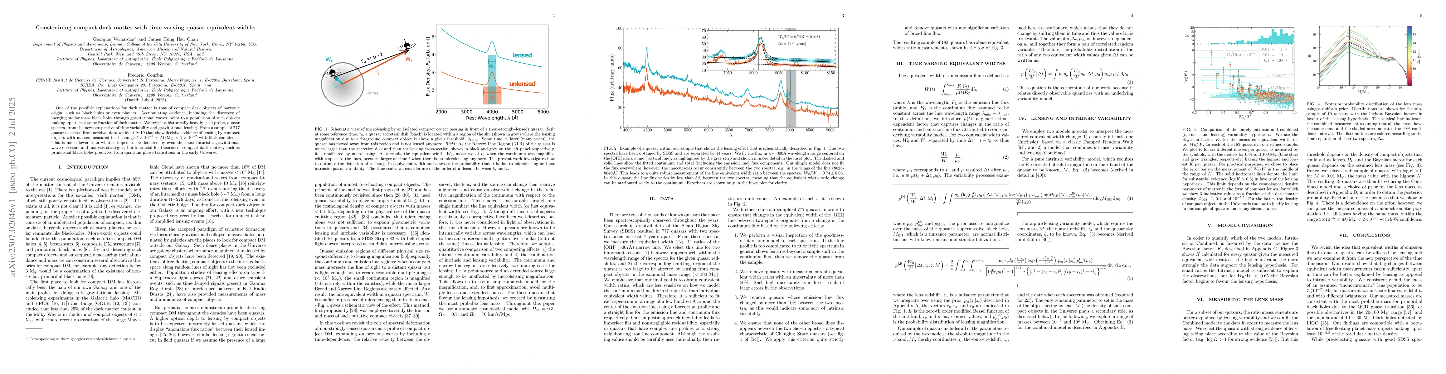 Thumbnail for Constraining compact dark matter with time-varying quasar equivalent
  widths