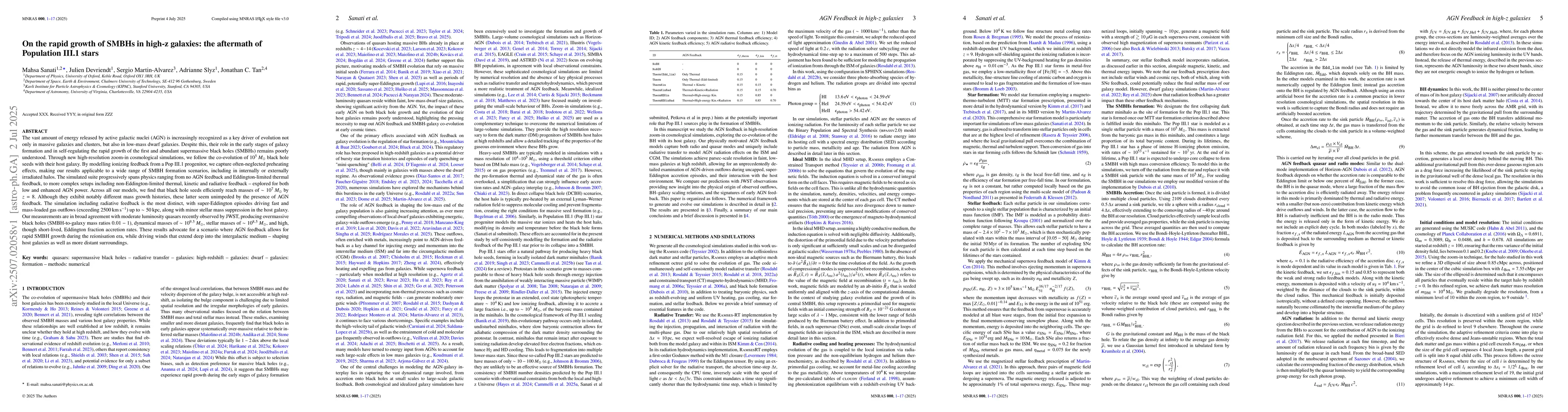 Thumbnail for On the rapid growth of SMBHs in high-z galaxies: the aftermath of
  Population III.1 stars