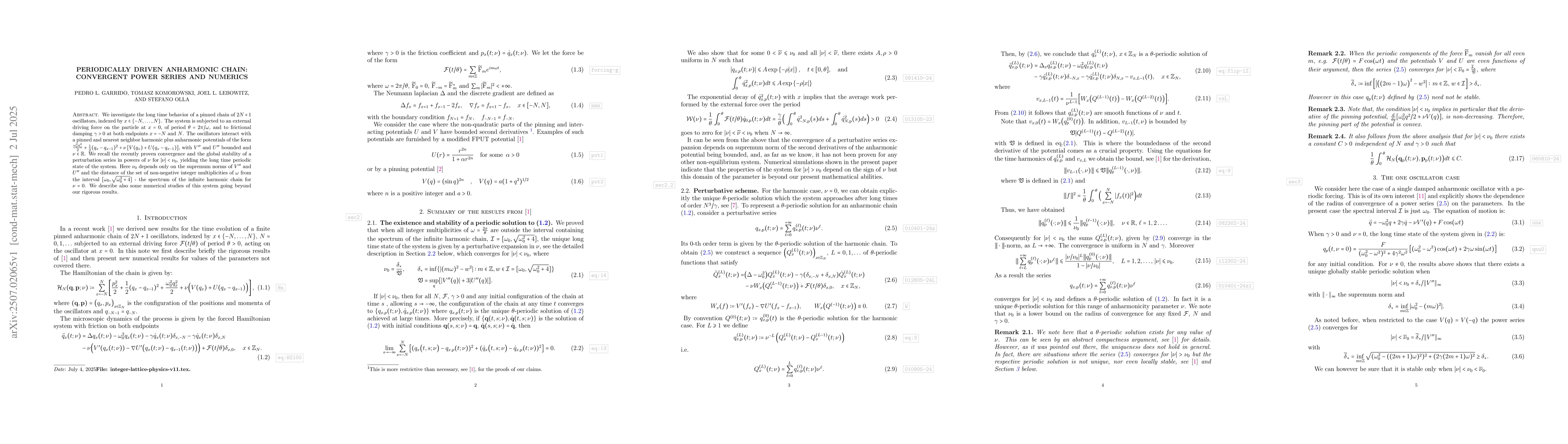 Thumbnail for Periodically Driven anharmonic chain: Convergent Power Series and
  Numerics