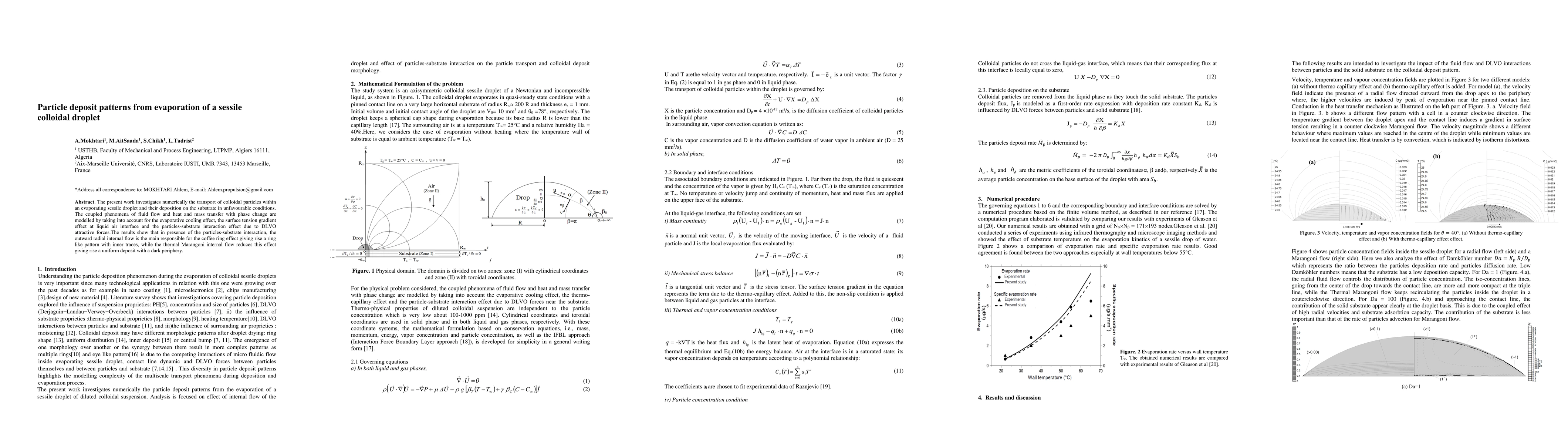 Thumbnail for Particle deposit patterns from evaporation of a sessile colloidal
  droplet