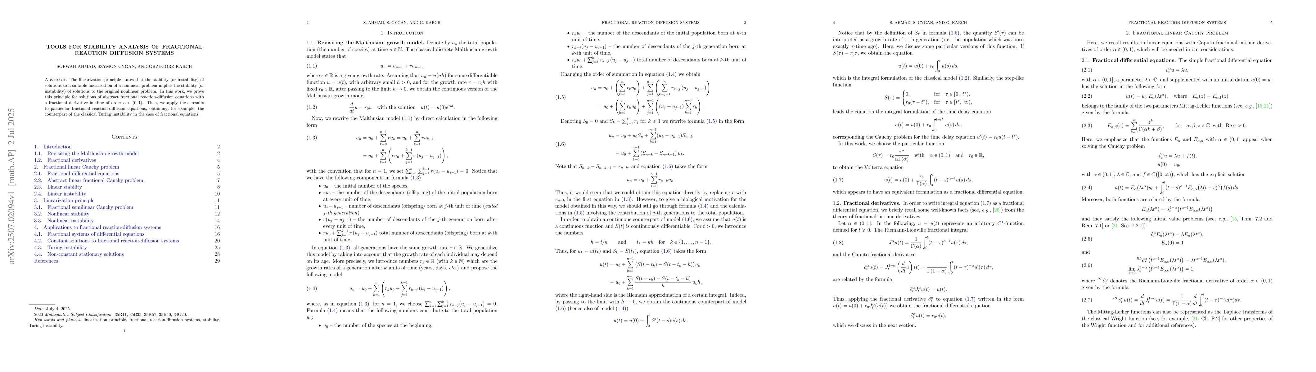 Thumbnail for Tools for stability analysis of fractional reaction diffusion systems
