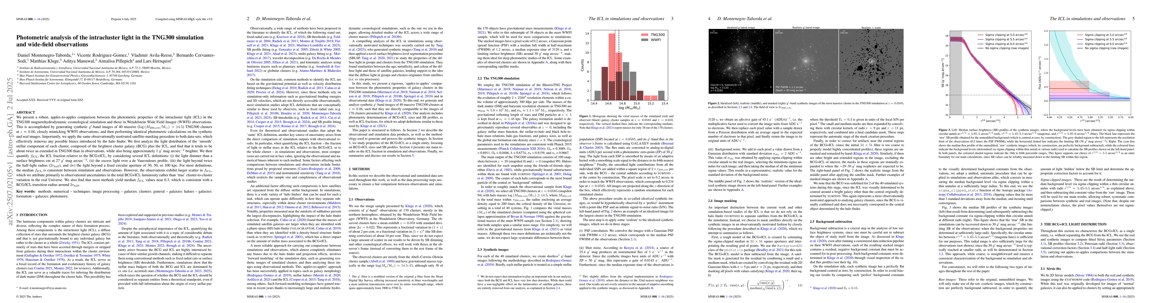 Thumbnail for Photometric analysis of the intracluster light in the TNG300 simulation
  and wide-field observations