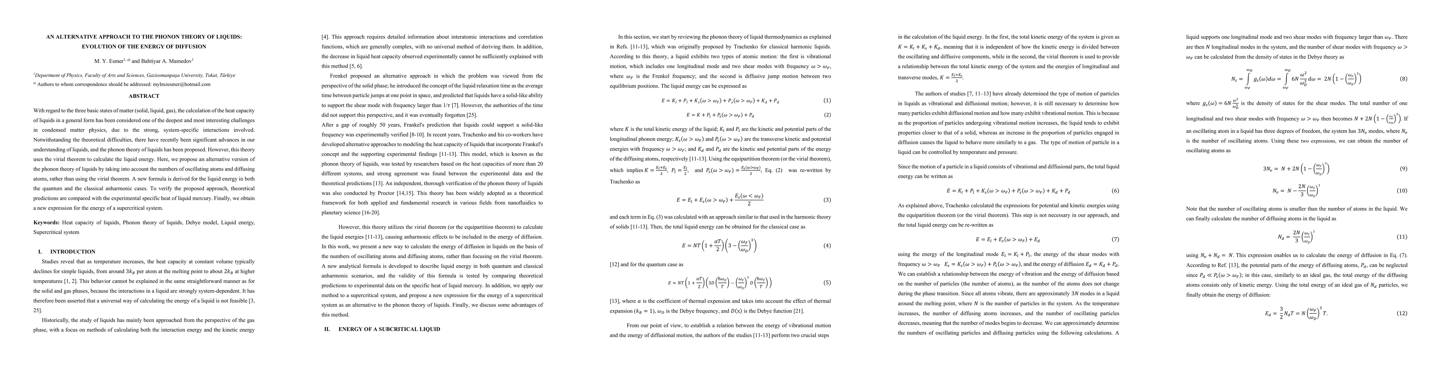 Thumbnail for An alternative approach to the phonon theory of liquids: Evolution of
  the energy of diffusion