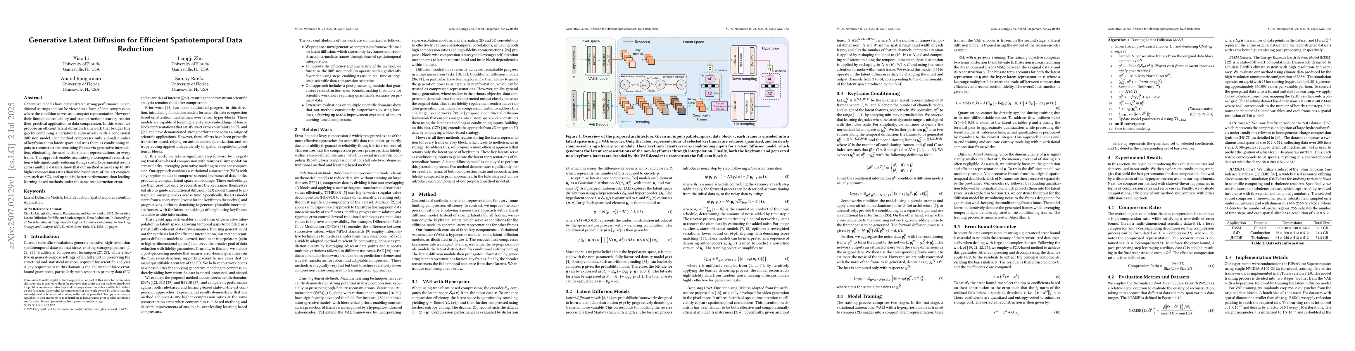 Thumbnail for Generative Latent Diffusion for Efficient Spatiotemporal Data Reduction