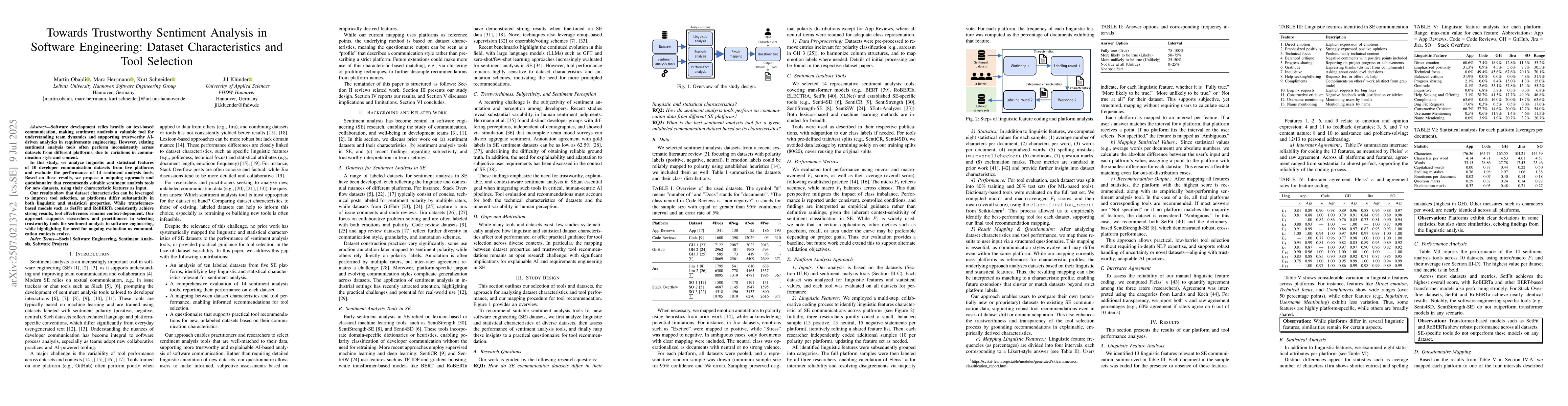 Thumbnail for Towards Trustworthy Sentiment Analysis in Software Engineering: Dataset
  Characteristics and Tool Selection