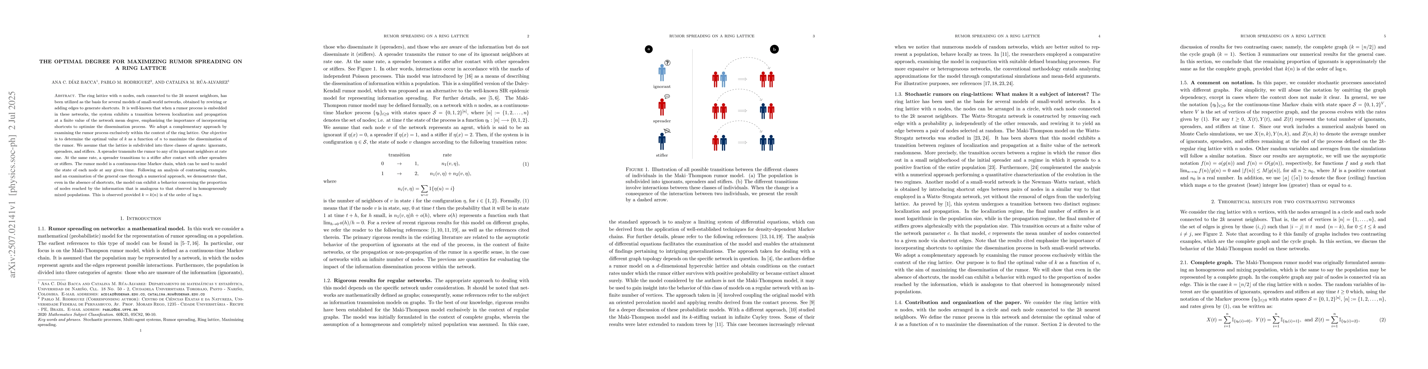 Thumbnail for The optimal degree for maximizing rumor spreading on a ring lattice