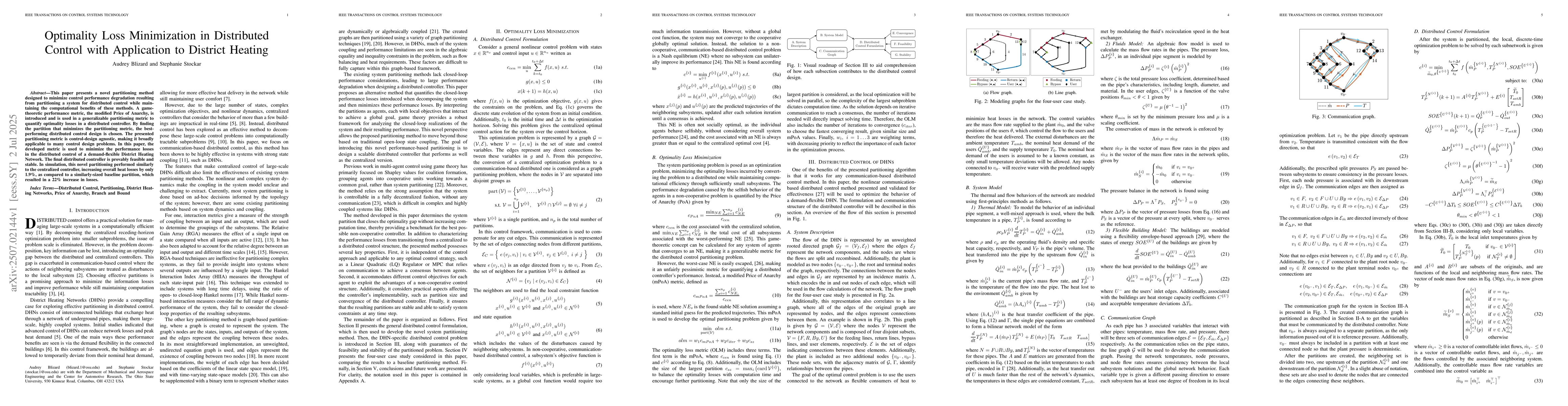 Thumbnail for Optimality Loss Minimization in Distributed Control with Application to
  District Heating