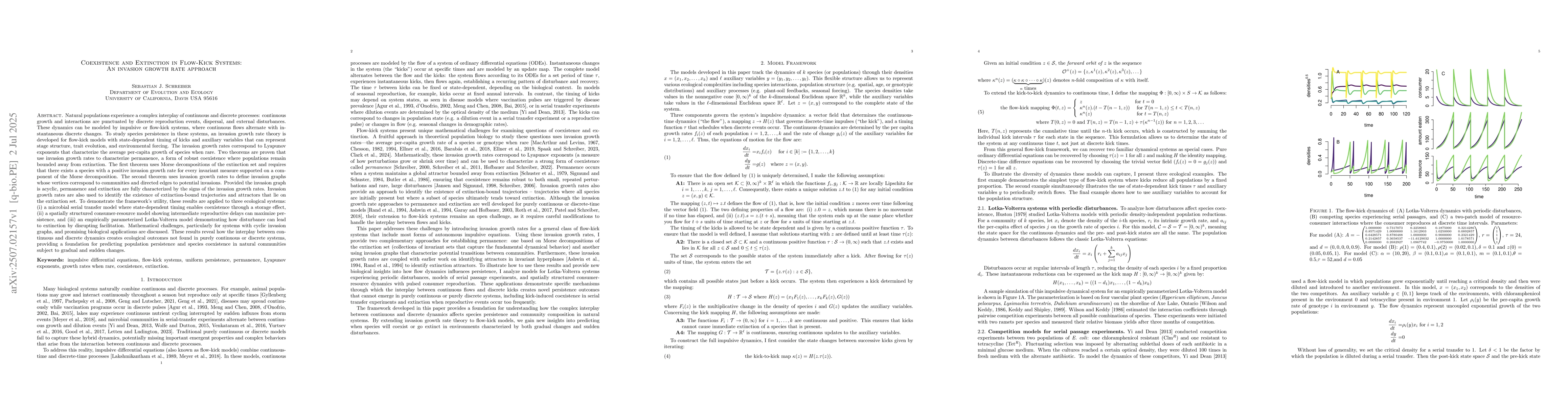Thumbnail for Coexistence and Extinction in Flow-Kick Systems: An invasion growth rate
  approach
