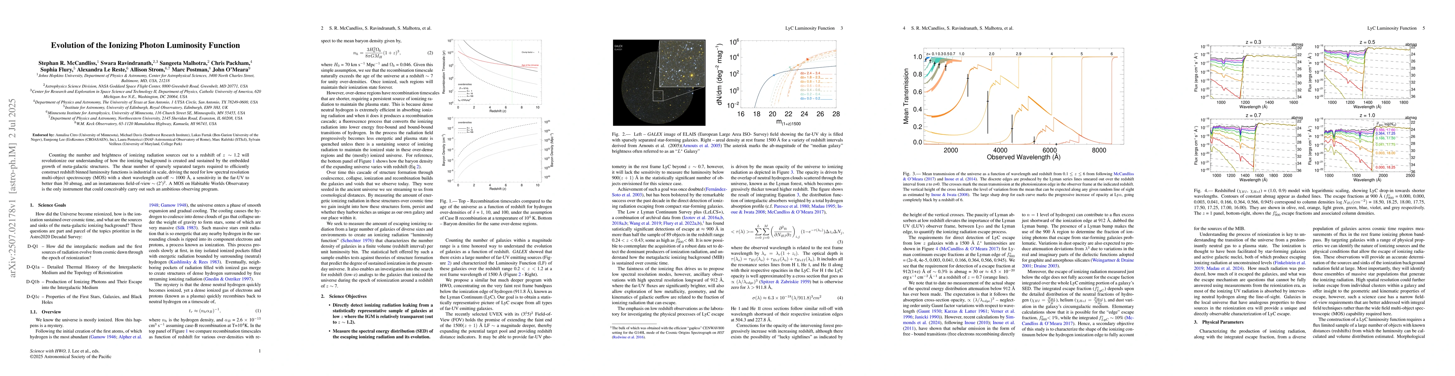 Thumbnail for Evolution of the Ionizing Photon Luminosity Function