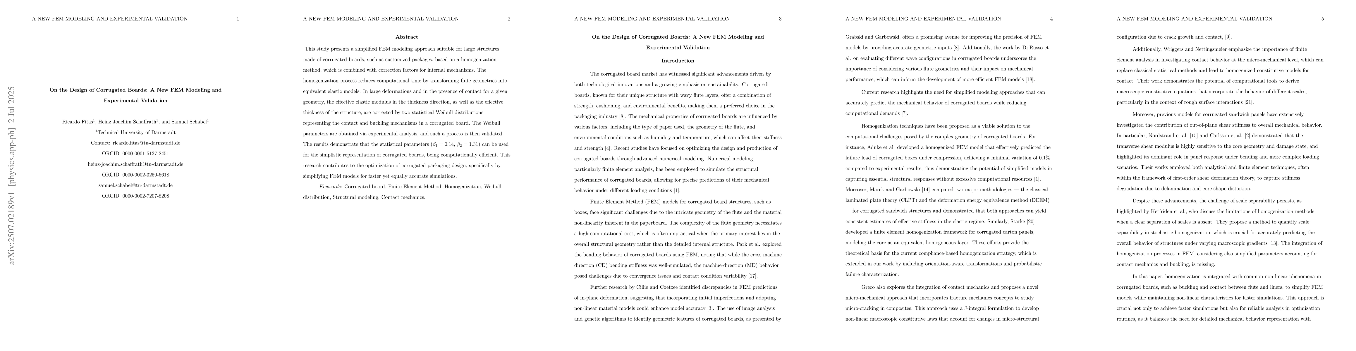 Thumbnail for On the Design of Corrugated Boards: A New FEM Modeling and Experimental
  Validation