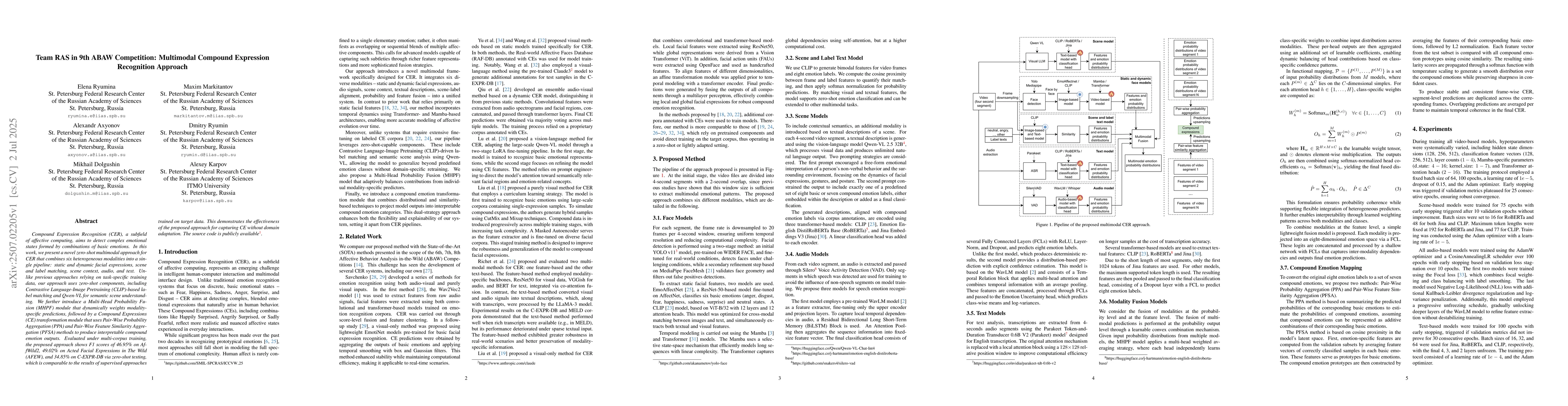 Thumbnail for Team RAS in 9th ABAW Competition: Multimodal Compound Expression
  Recognition Approach