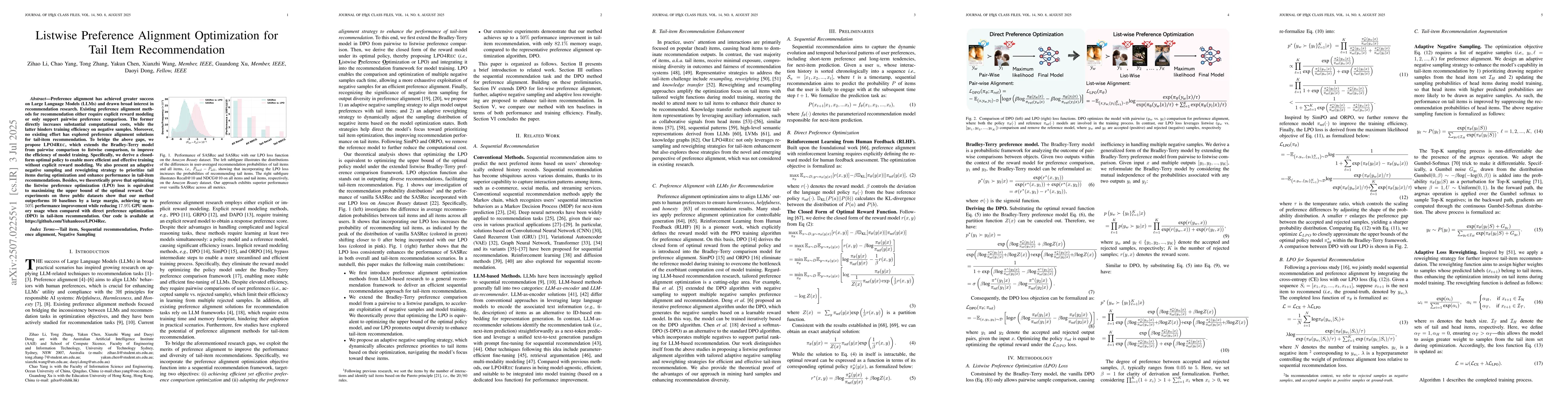 Thumbnail for Listwise Preference Alignment Optimization for Tail Item Recommendation
