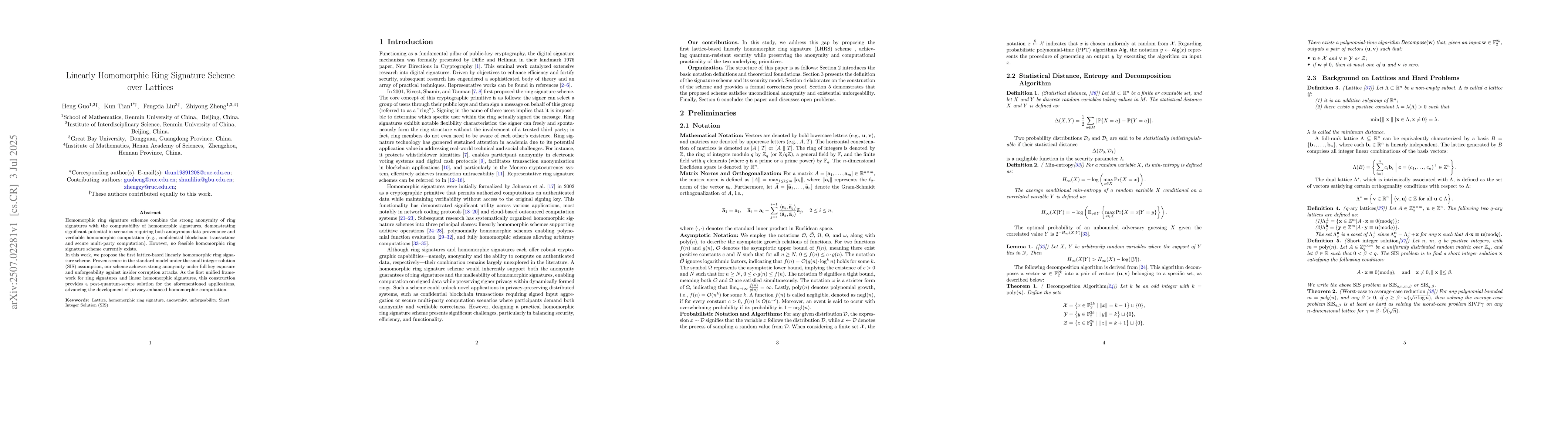Thumbnail for Linearly Homomorphic Ring Signature Scheme over Lattices