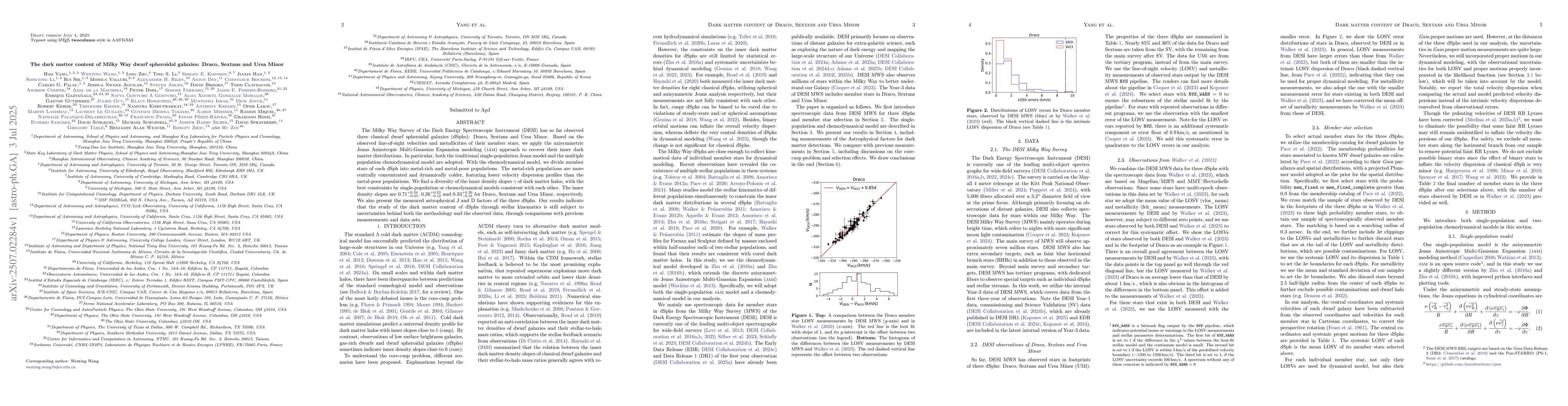 Thumbnail for The dark matter content of Milky Way dwarf spheroidal galaxies: Draco,
  Sextans and Ursa Minor