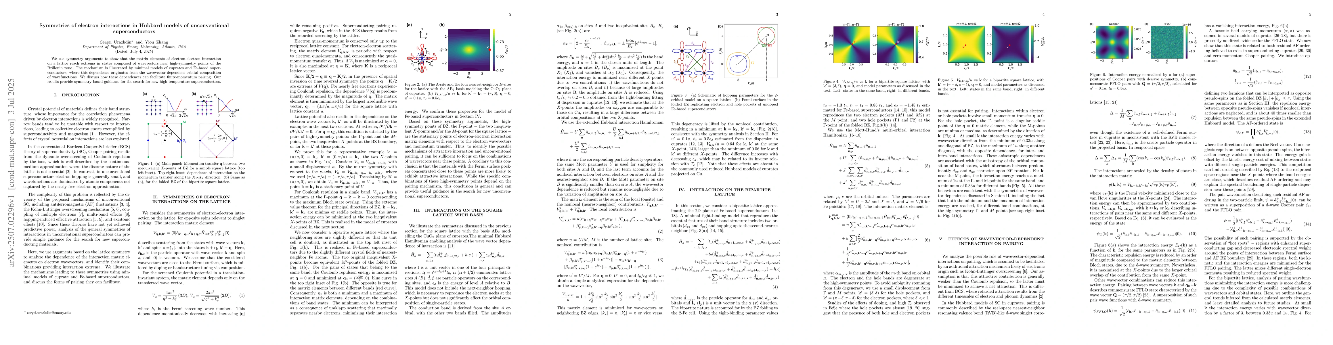 Thumbnail for Symmetries of electron interactions in Hubbard models of unconventional
  superconductors