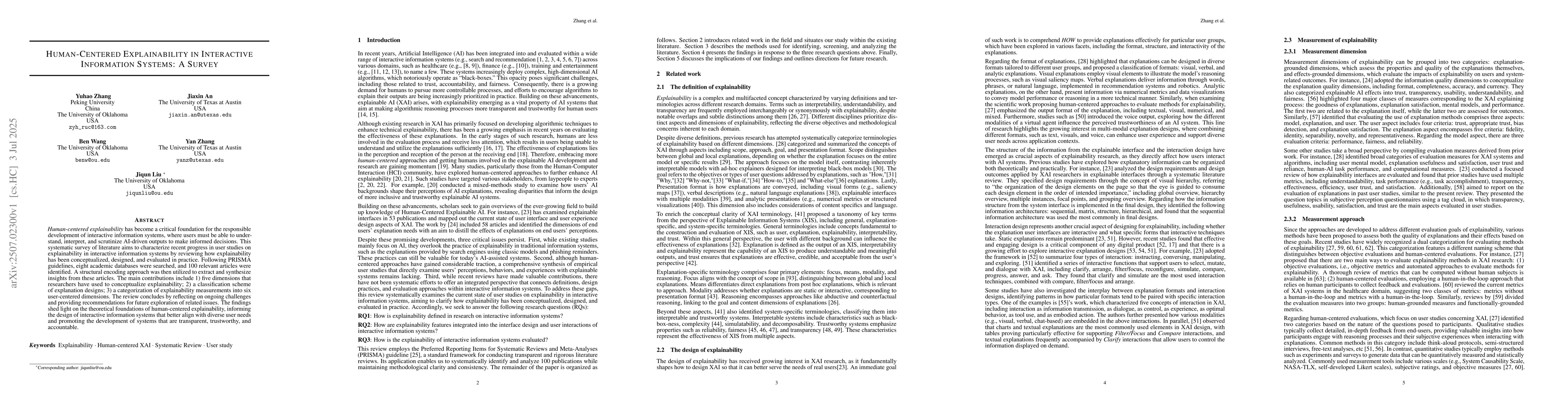 Thumbnail for Human-Centered Explainability in Interactive Information Systems: A
  Survey