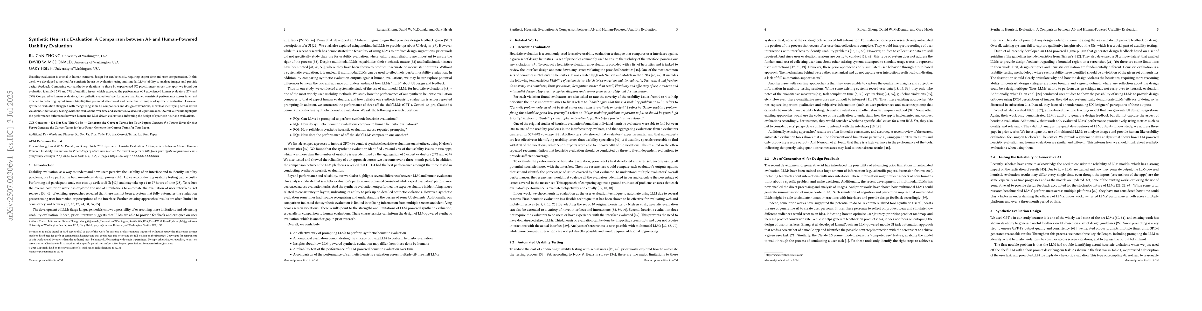 Thumbnail for Synthetic Heuristic Evaluation: A Comparison between AI- and
  Human-Powered Usability Evaluation