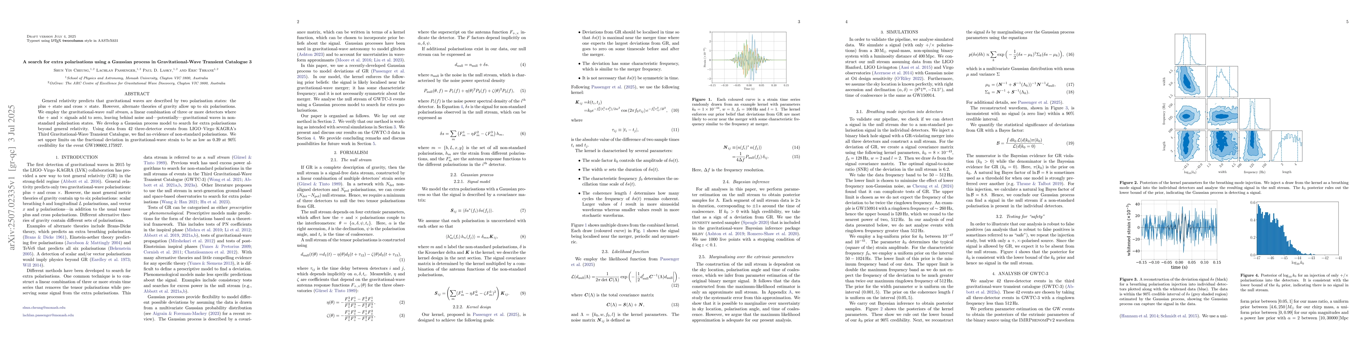 Thumbnail for A search for extra polarisations using a Gaussian process in
  Gravitational-Wave Transient Catalogue 3