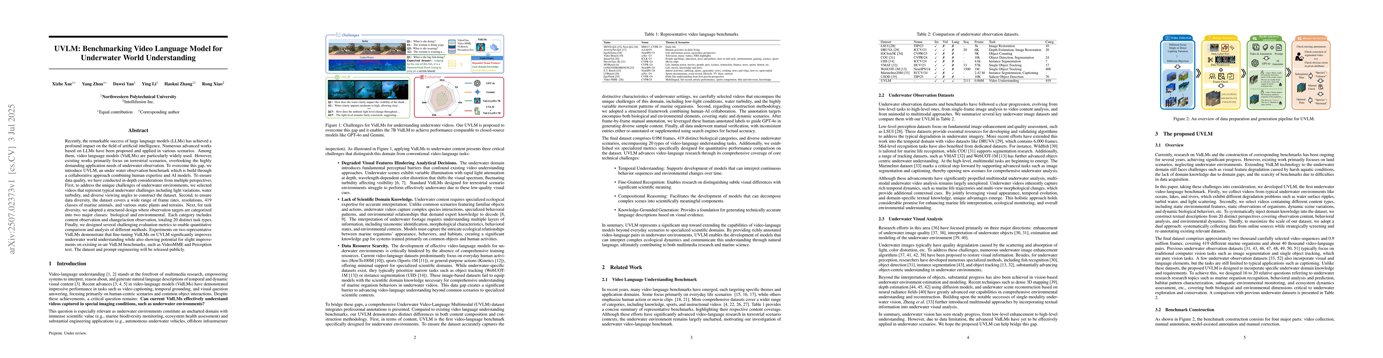 Thumbnail for UVLM: Benchmarking Video Language Model for Underwater World
  Understanding