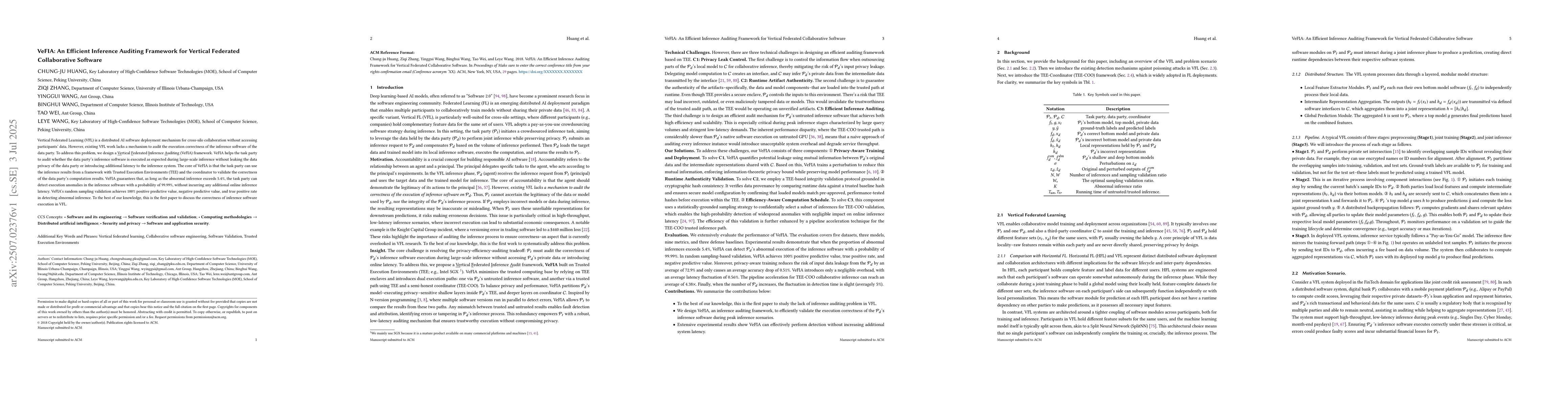 Thumbnail for VeFIA: An Efficient Inference Auditing Framework for Vertical Federated
  Collaborative Software