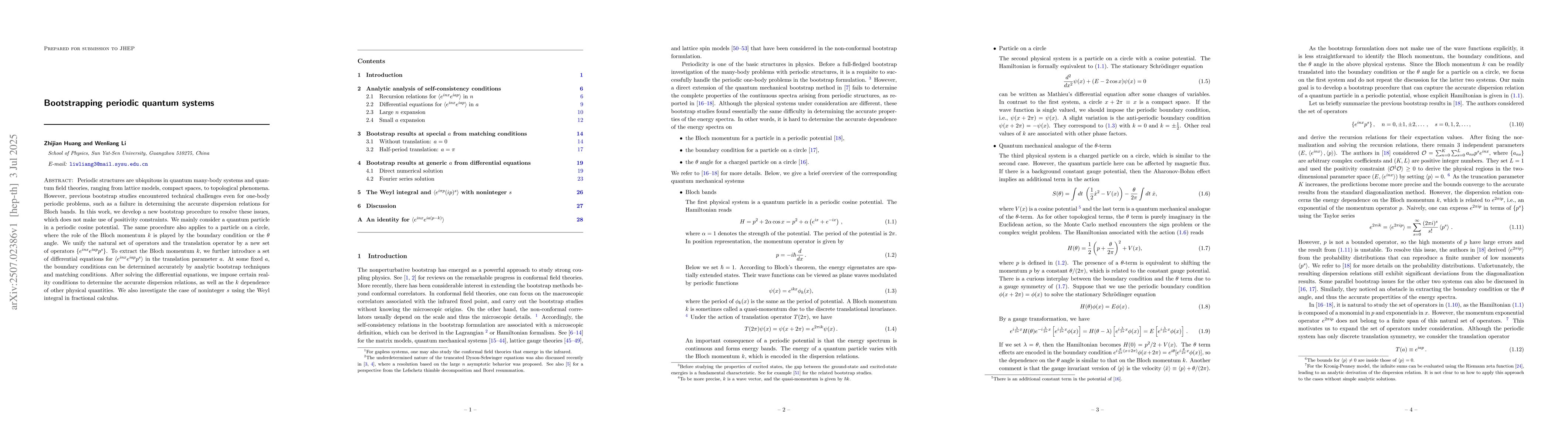 Thumbnail for Bootstrapping periodic quantum systems